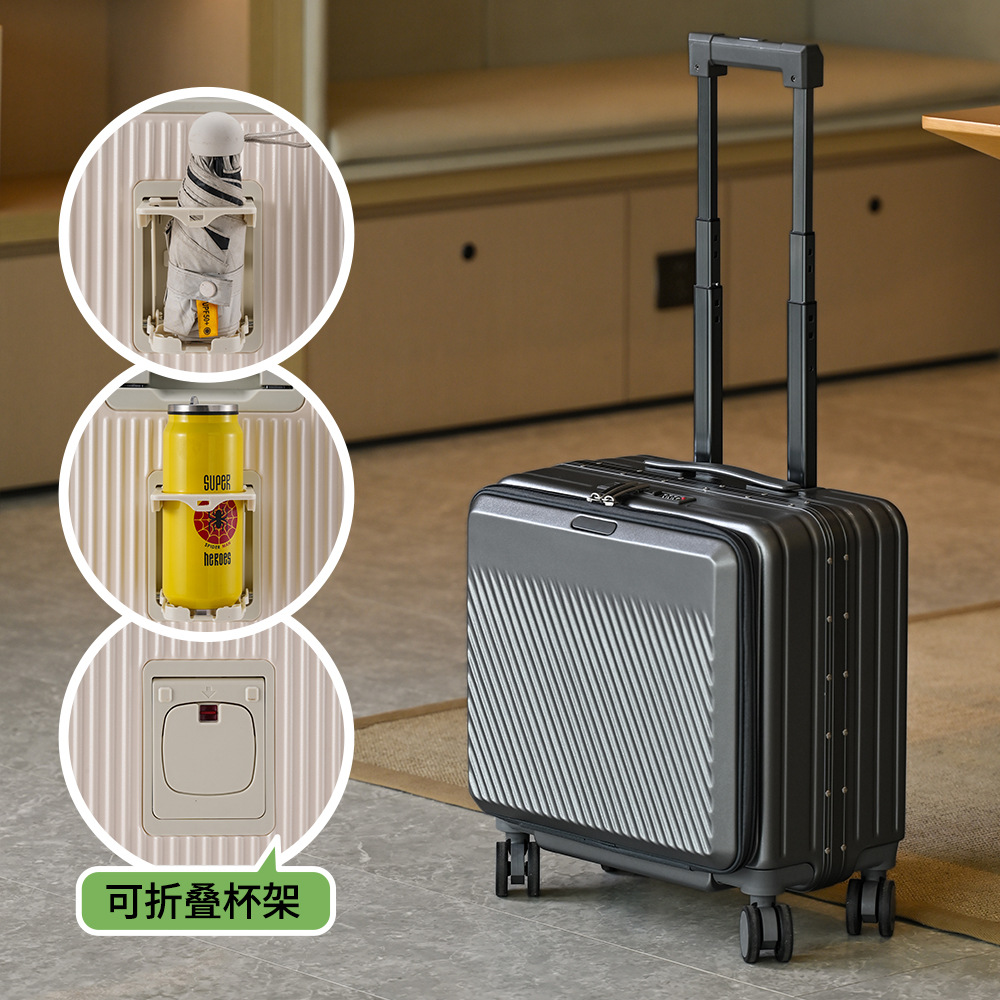 Aluminum Frame Carry On Luggage - Mala de Viagem com Abertura Frontal